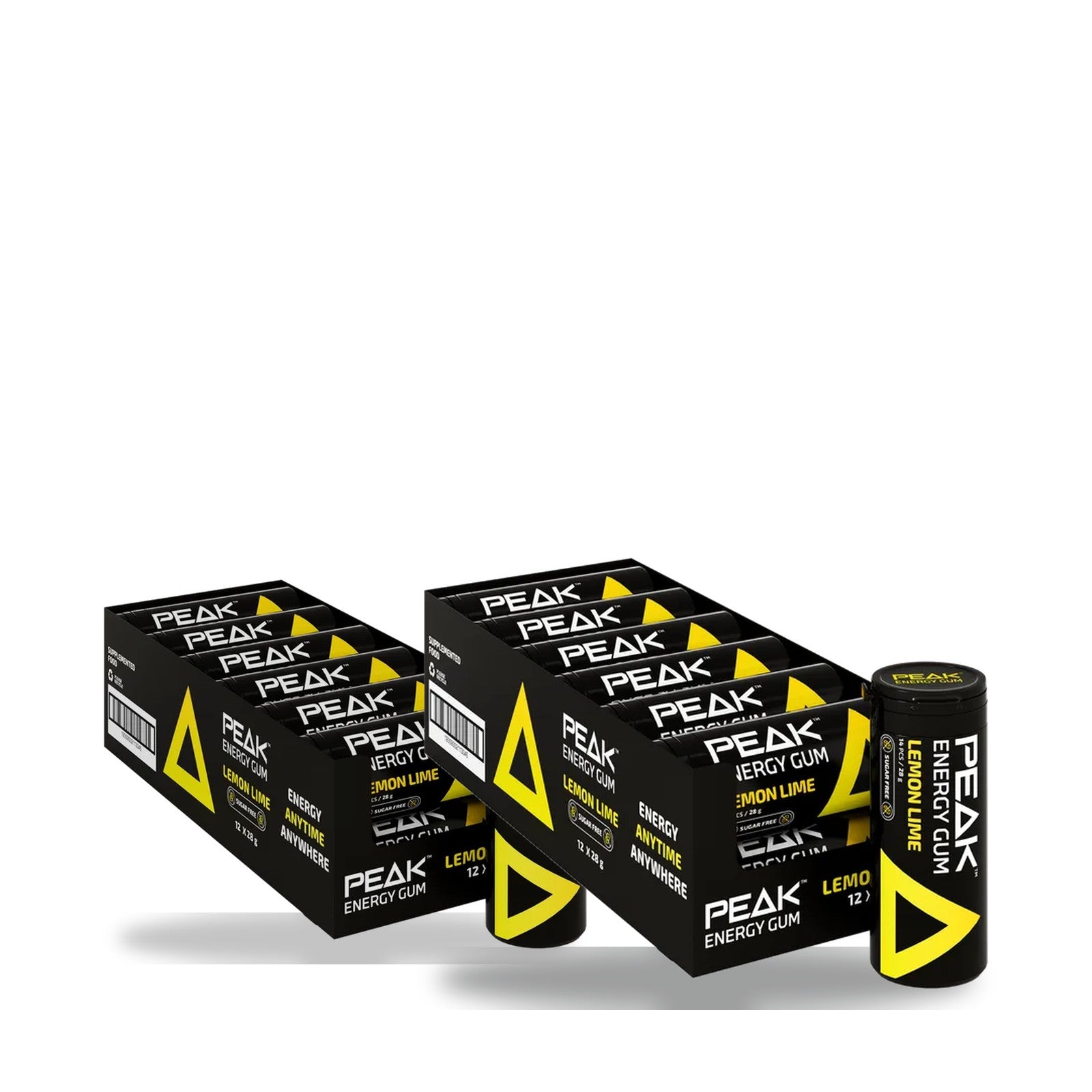 Peak Energy Gum Lemon Lime 24 pack — two 12-tube cartons