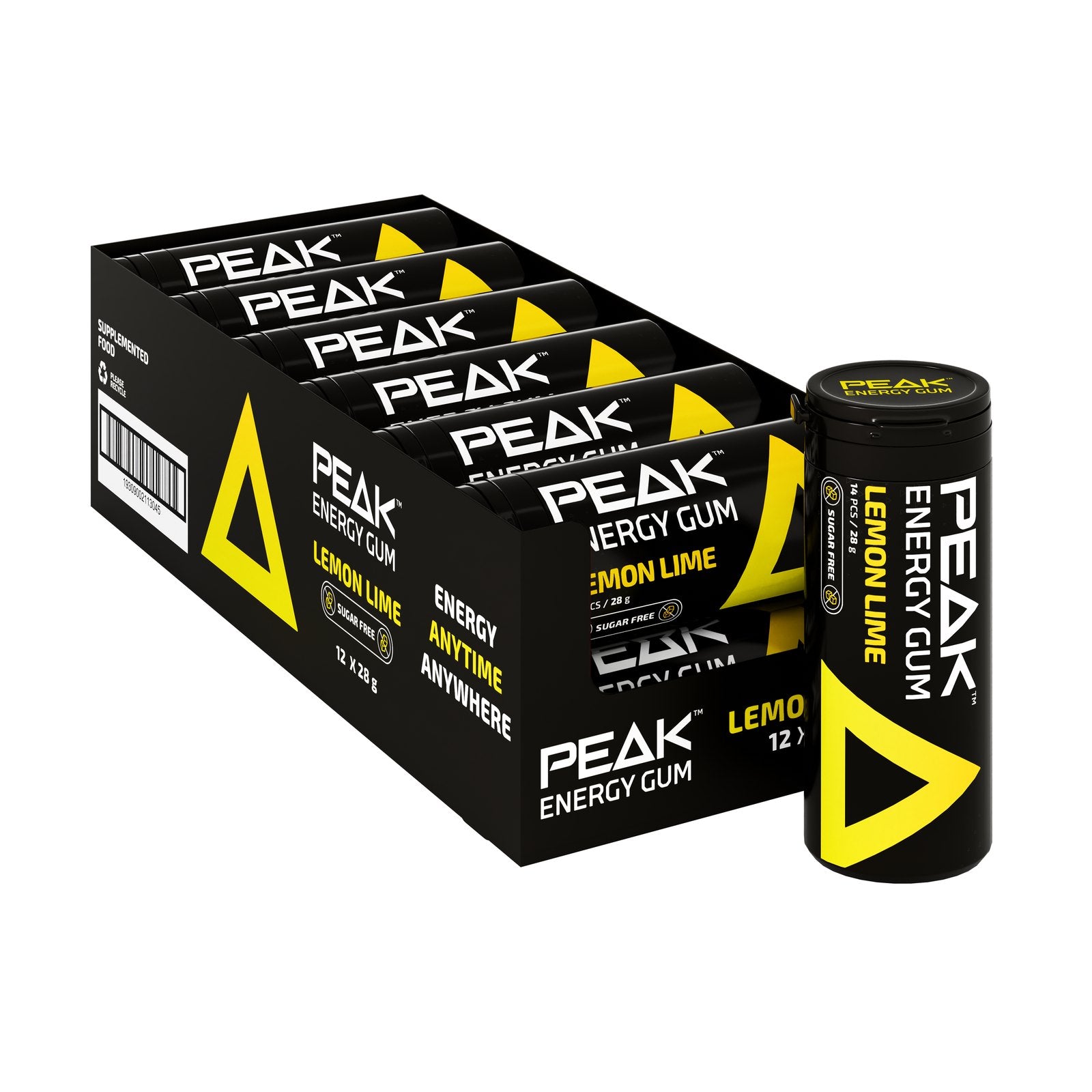 Peak Energy Gum Lemon Lime 12 pack carton