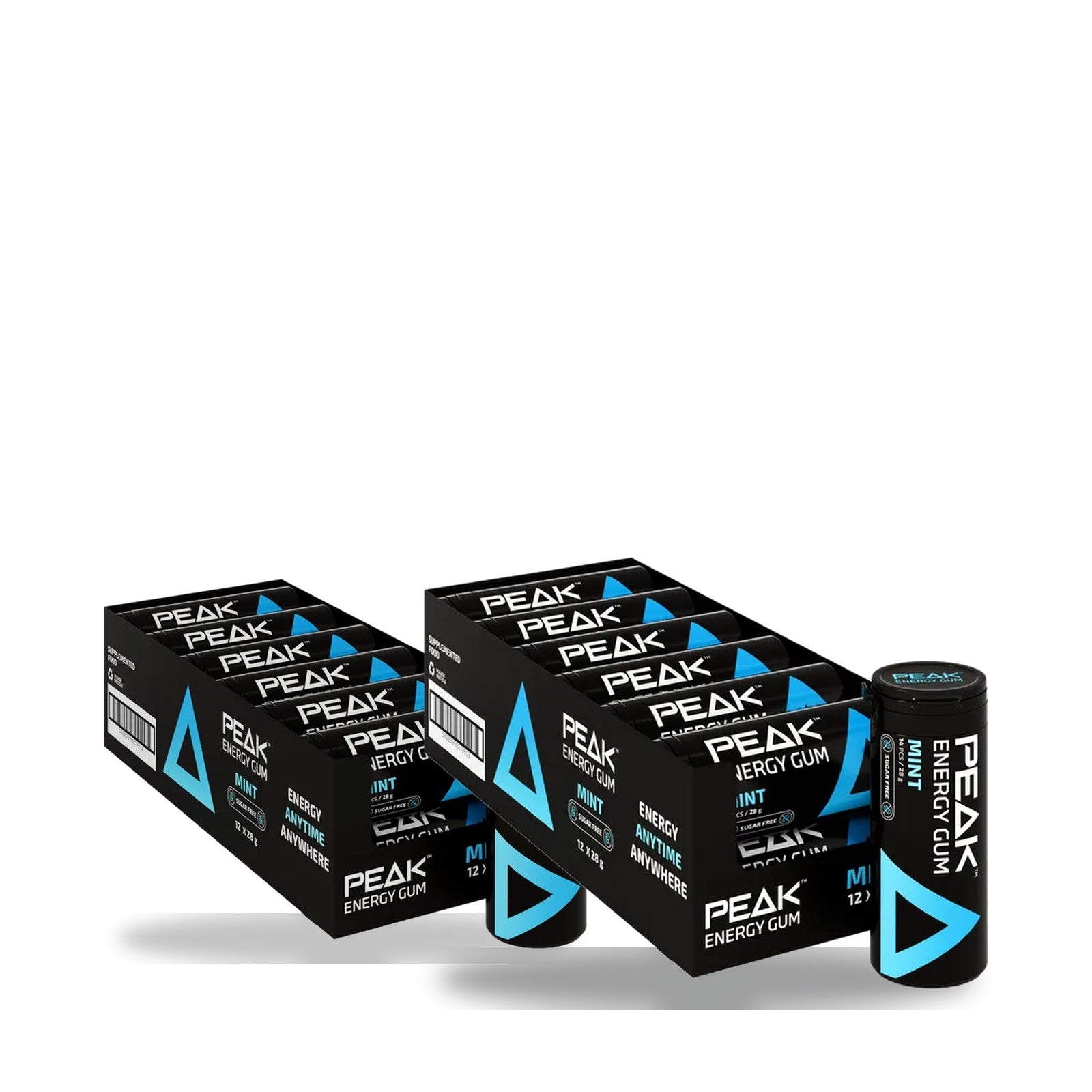 Peak Energy Gum Mint 24 pack — two 12-tube cartons