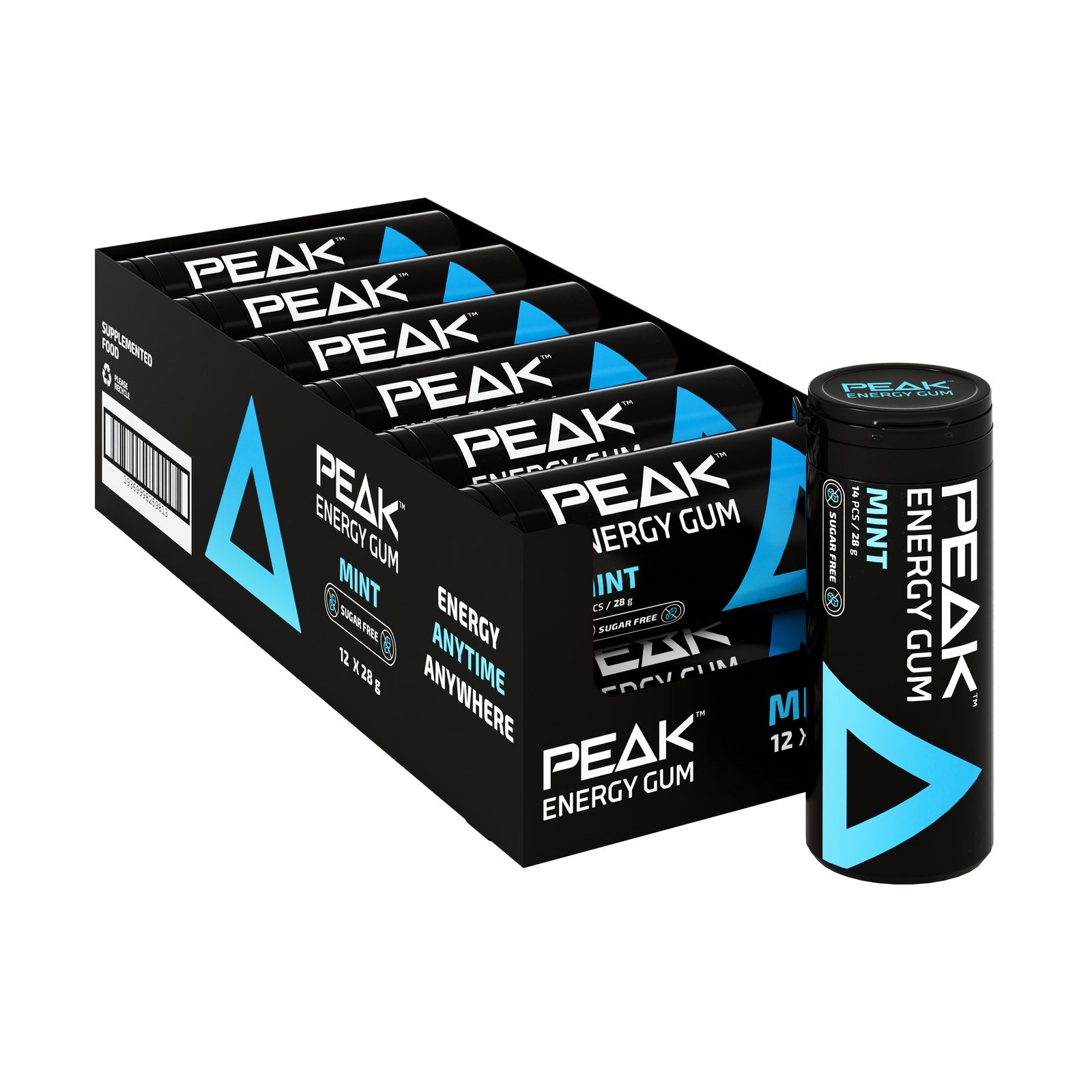 Peak Energy Gum Mint 12 pack carton