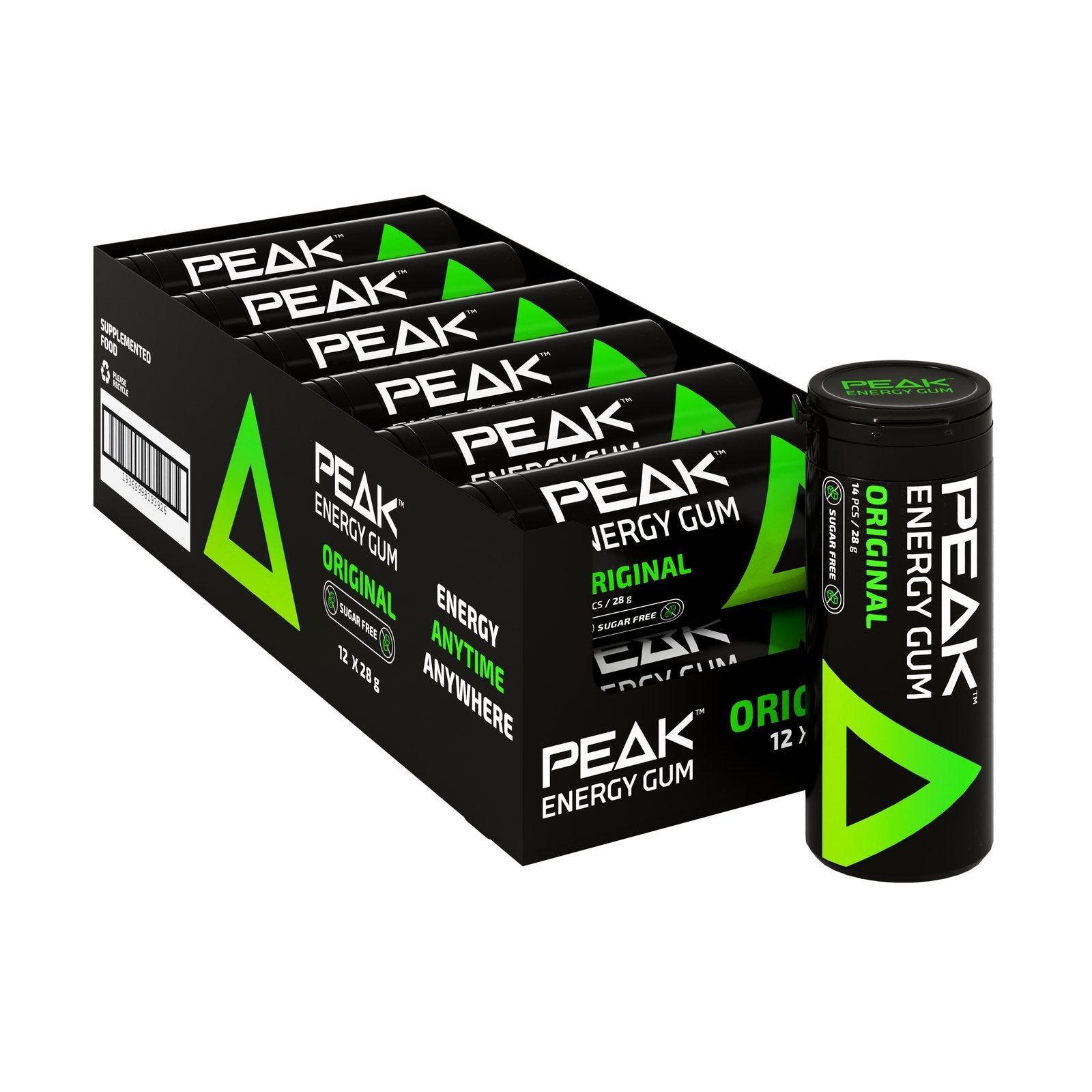 Peak Energy Gum Original 12 pack carton