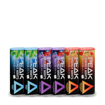 Peak Energy Mints Combo Pack — six tins, two each of Mint, Mixed Berry and Watermelon Pineapple