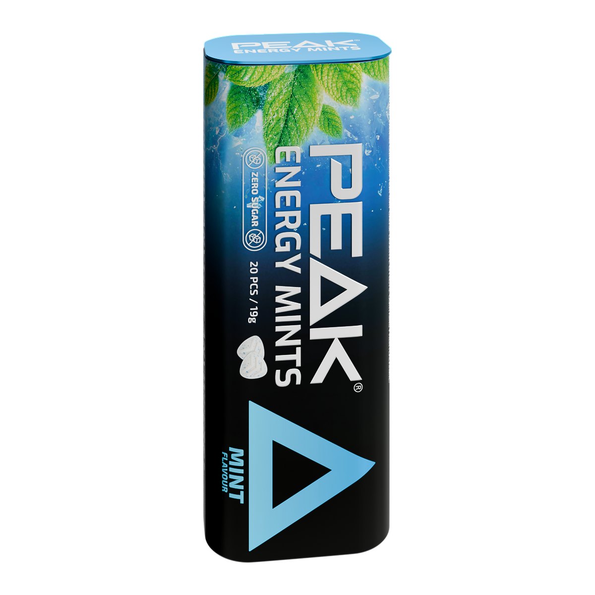 Peak Energy Mints Mint tin, three-quarter view
