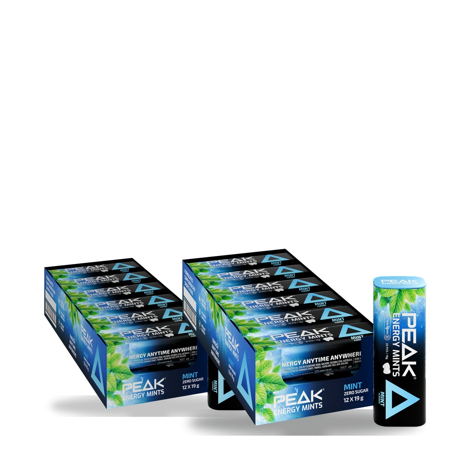 Peak Energy Mints Mint 24 pack — two 12-tin cartons