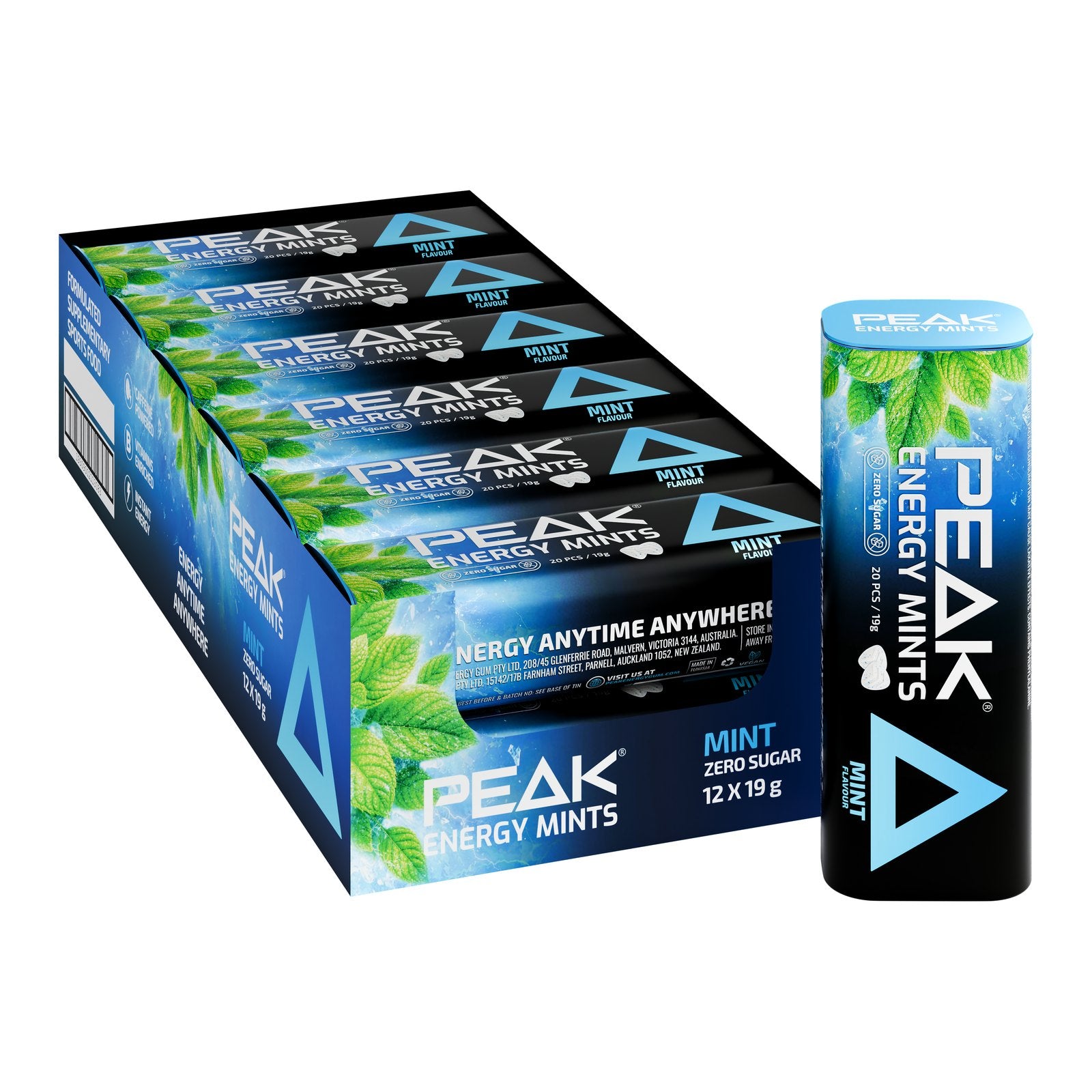 Peak Energy Mints Mint 12 pack carton