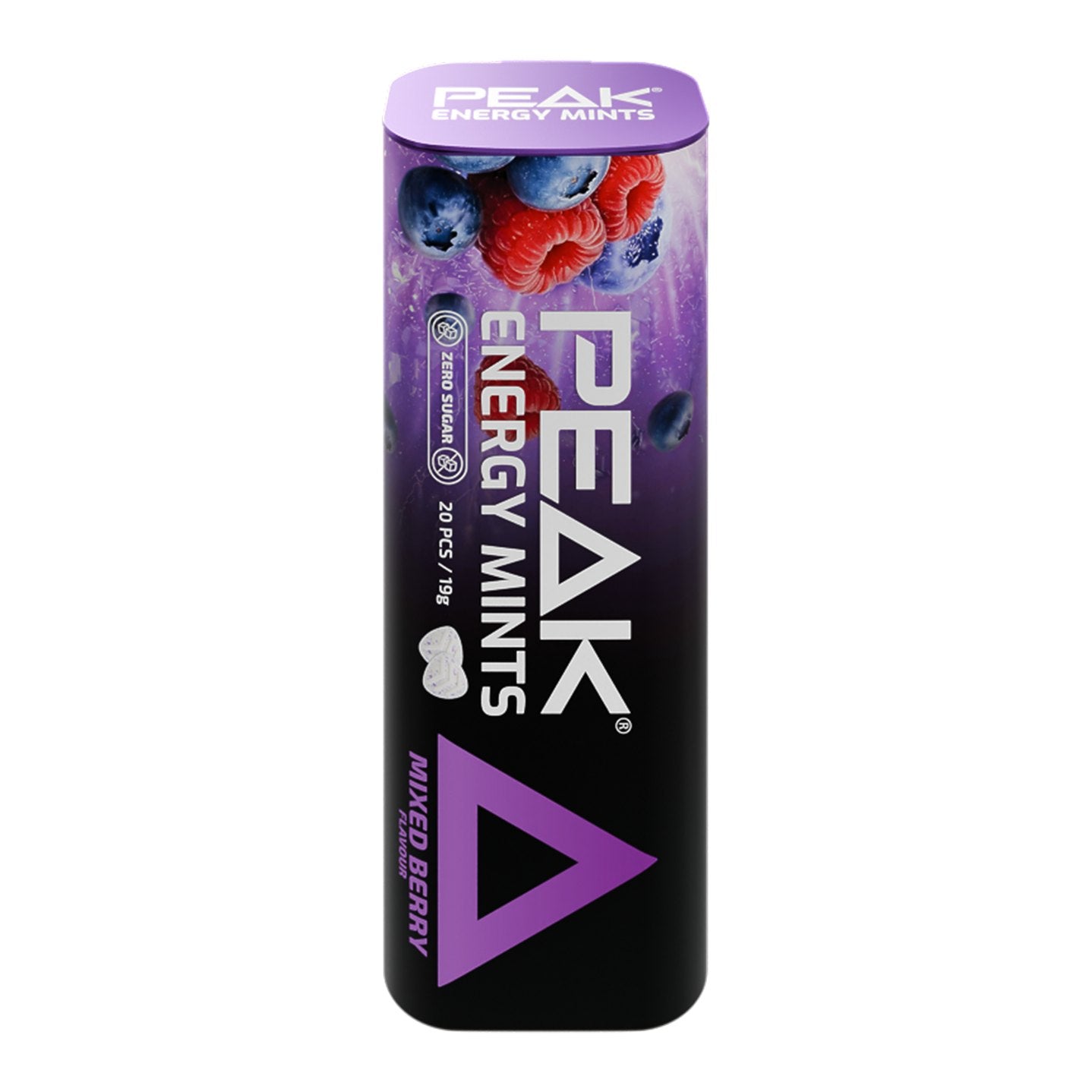 Peak Energy Mints Mixed Berry tin, 20 mints, 30mg caffeine each