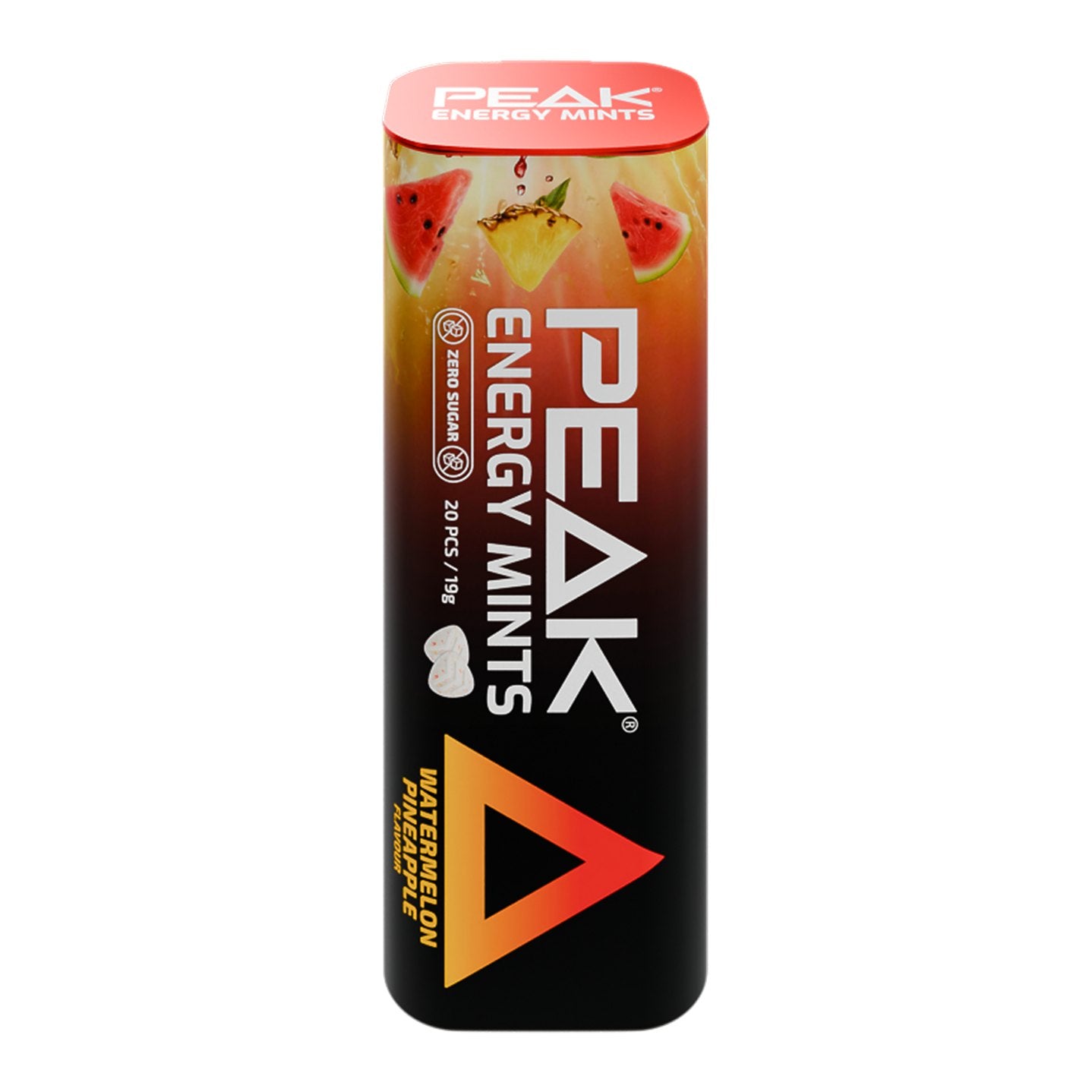 Peak Energy Mints Watermelon Pineapple tin, 20 mints, 30mg caffeine each